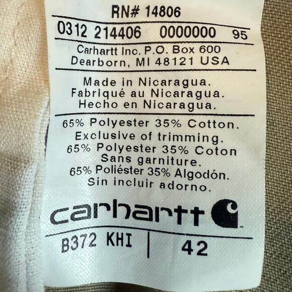 Carhartt B372 Khaki Twill Work Shorts Men’s 42 - Picture 7 of 8